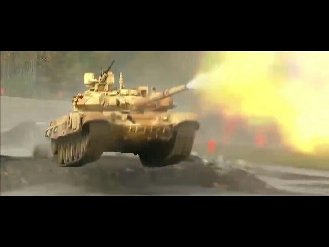 Russian T90 flying tank live firing at RAE 2015