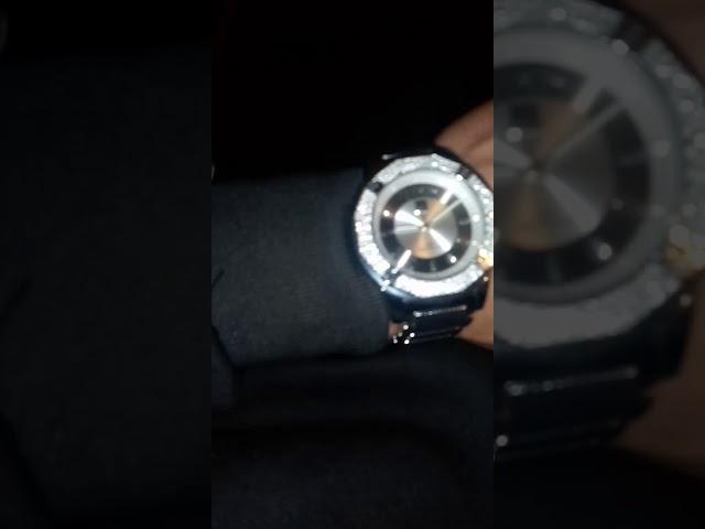 silver iced out Elgin watch