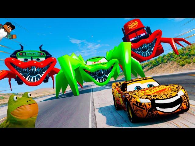 Epic Escape From The Lightning McQueen Eater! Insane Monster Chase in BeamNG.Drive Compilations