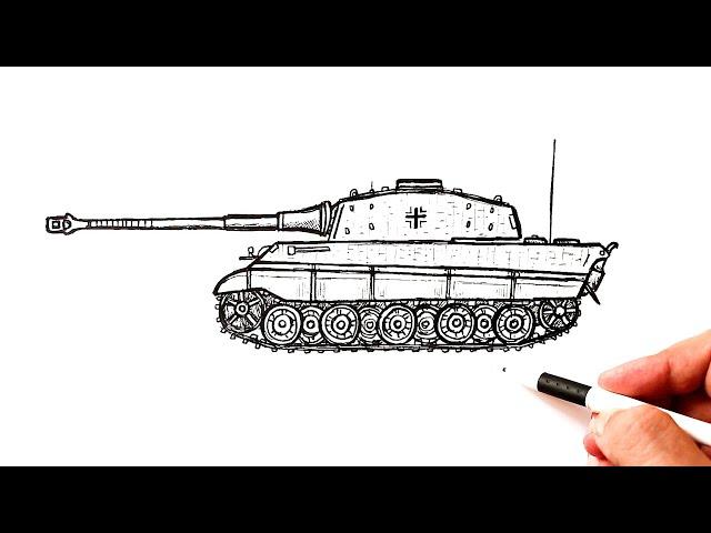 How to draw a Tank King Tiger