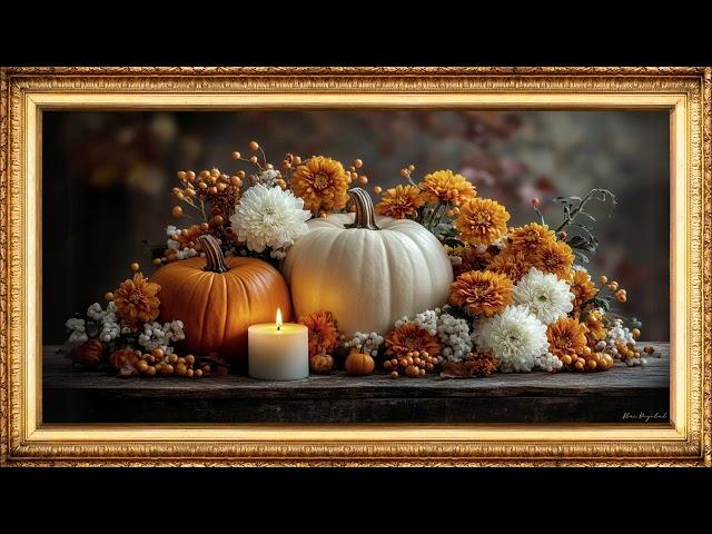 Autumn Pumpkin Floral Art Halloween 4k | Slideshow | Art Framed Screensaver | Art for Your TV