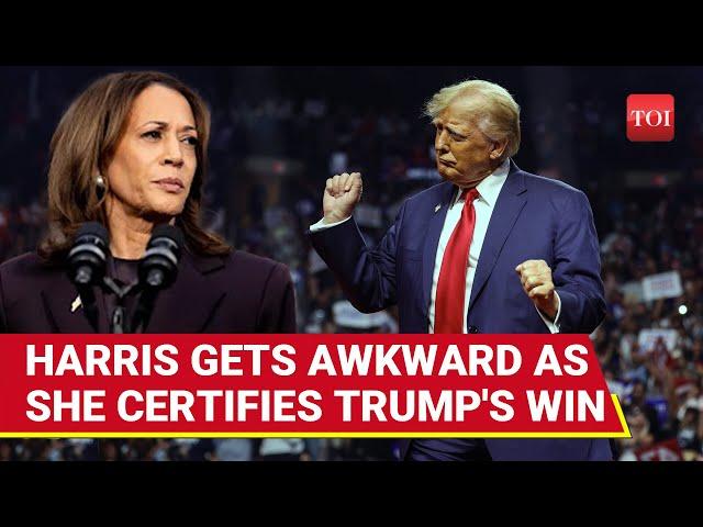 'Awkward' Kamala Harris Pauses, Takes Deep Breath Then Certifies Loss To Trump | Video Goes Viral