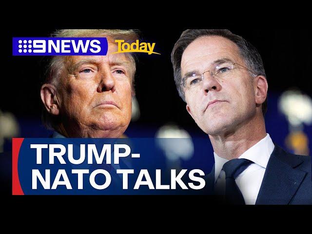 Donald Trump meets with head of NATO Mark Rutte | 9 News Australia