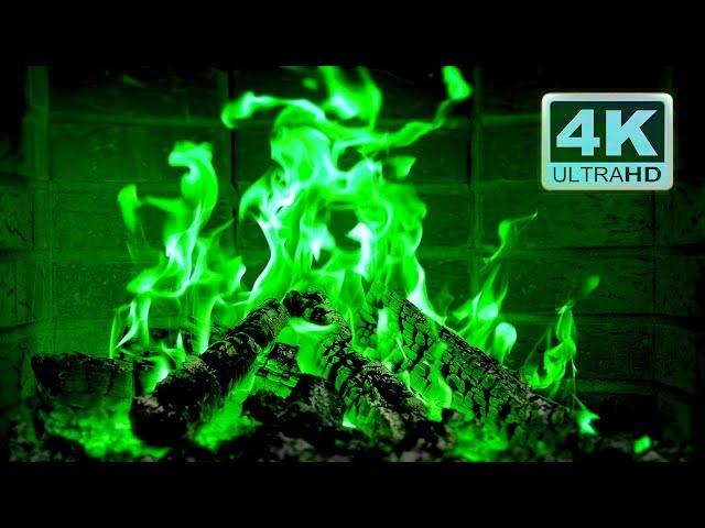  Green Fireplace 4K! Magic Fireplace with green flames