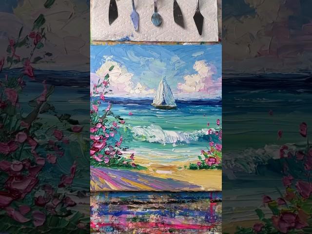️NEW Palette Knife Coastal Dreamscape tutorial this weekend! ️ #acrylicpaintng #keepitcolourful