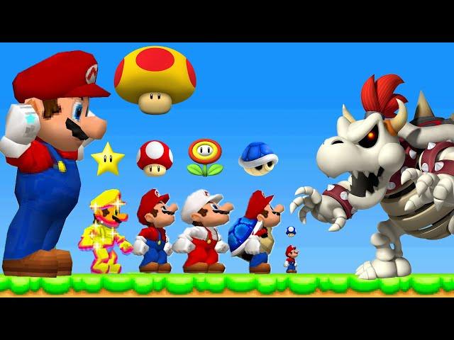 New Super Mario Bros DS All Power Ups VS All Bosses (No Damage)