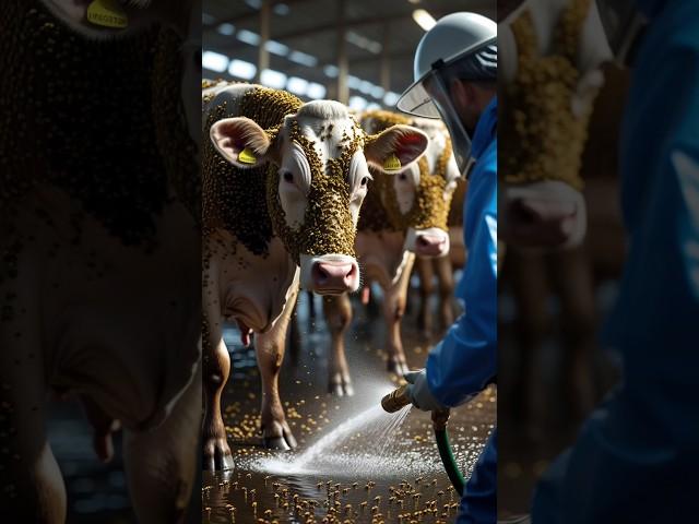 This High-Pressure Hose is Removing Thousands of Parasites!"#animals #cow #wildlife