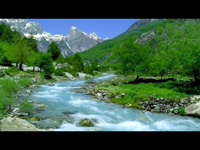 4k Mountain River flowing in Albania theth. Relaxing River, White Noise, Nature Sounds for Sleeping.