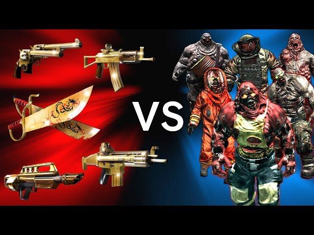 Dead Trigger 2 | All Golden Weapons vs All Bosses - Lomelvo