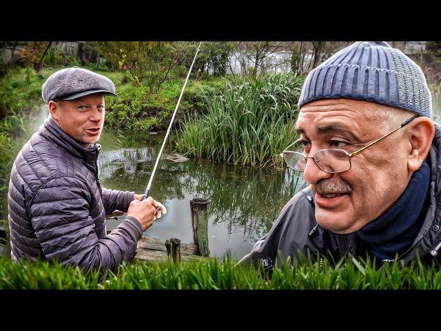 A pond full of crucian carp in my yard. Fishing in Vilkovo