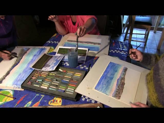 Art class - French landscape using water & pastels.