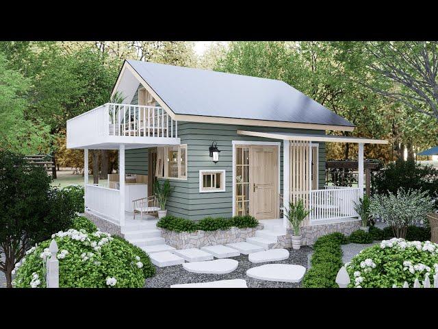 16'x20' (5x6m) Amazing Small House with Loft Design 2 Bedrooms with cozy Balcony