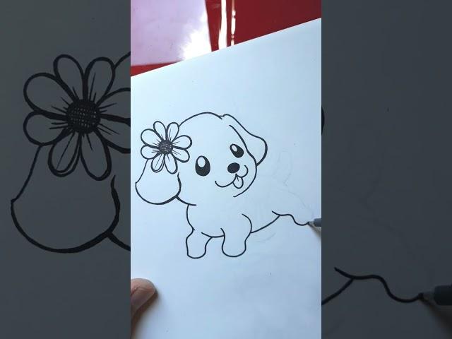 HOW TO DRAW A DOG (EASY) - Cute Dog Drawing (EASY)