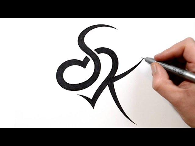 Combining Initials S and K with a Heart Tattoo Design