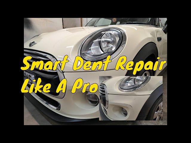 Mini bonnet, dent repair, step by step smart repair guide.