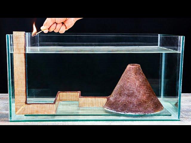 Epic Underwater Match Volcano ERUPTION! Chain Reaction 