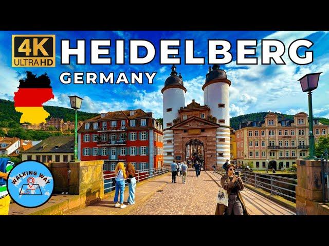 Heidelberg, Germany Walking Tour with Relaxing Music - 4K 60fps