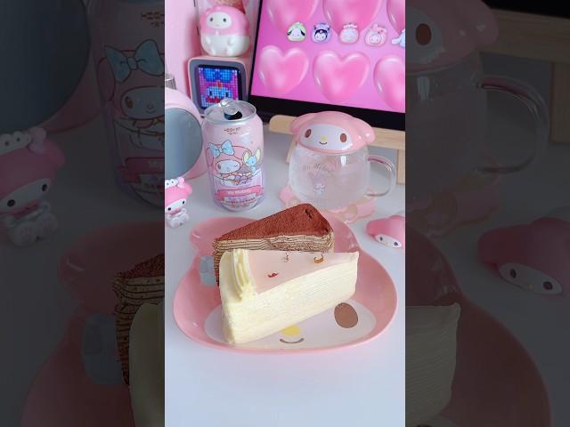 yummy crepe cake  #kawaii #aesthetic #cute #shorts #asmr #pink #sanrio