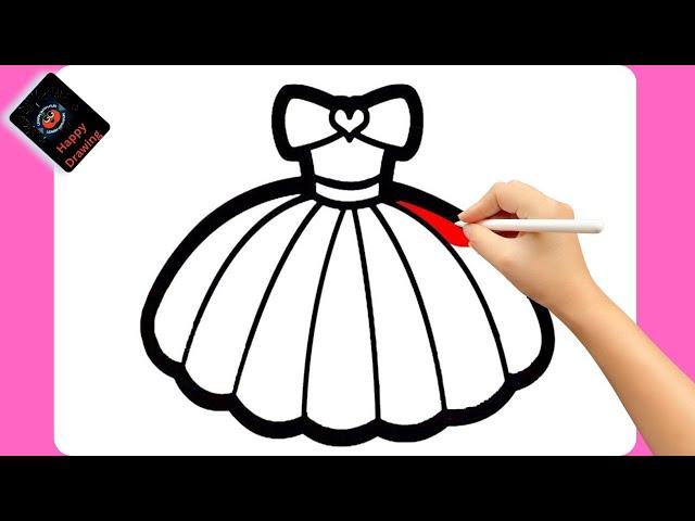 How to draw cute and easy Dress| Drawing, Painting and Coloring for Kids & Toddlers 