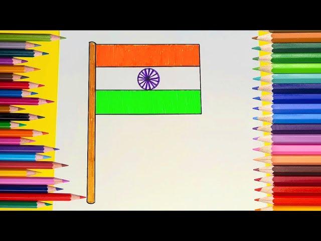 A simple indian flag drawing for kids/Indian flag making/Augest 15 activities/National flag drawing