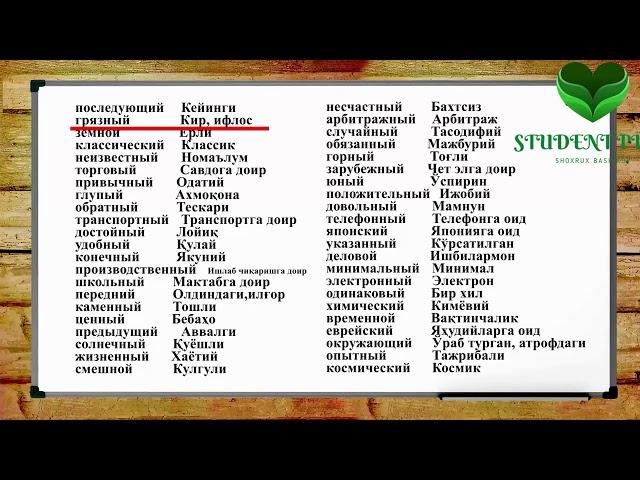 rus tili! Eng ko`p ishlatiladigan 3000 ta so`z! 8 sifatlar