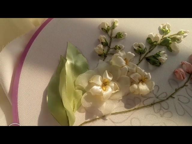 325-Apple blossom Ribbon embroidery tutorial (Part 01)