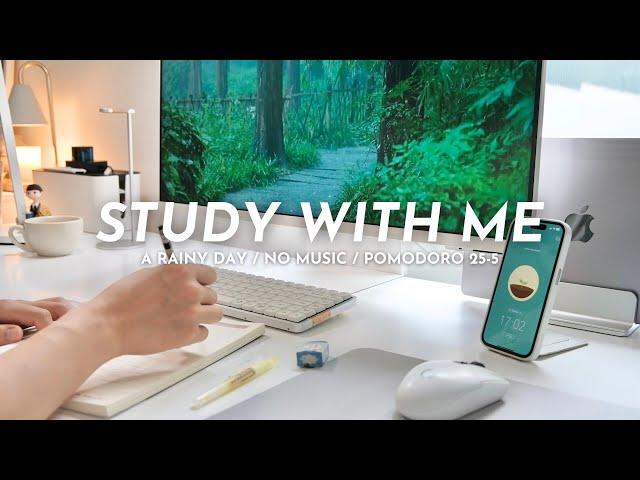 ️ 2-HOUR STUDY WITH ME | No Music, Rain & Thunderstorm | Pomodoro 25/5 | Japanese Study