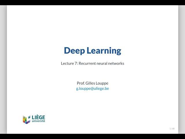 INFO8010 Lecture 7: Recurrent neural networks