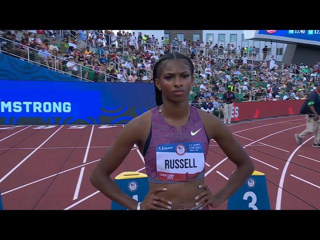 Masai Russell set world lead and Olympic Trials record | U.S. Olympic Track & Field Trials