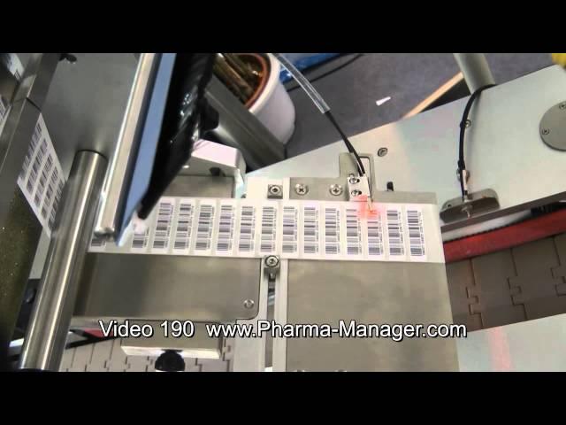 Automatic labeling machine. Labeling machine for labels. Video 190 www.Pharma-Manager.com