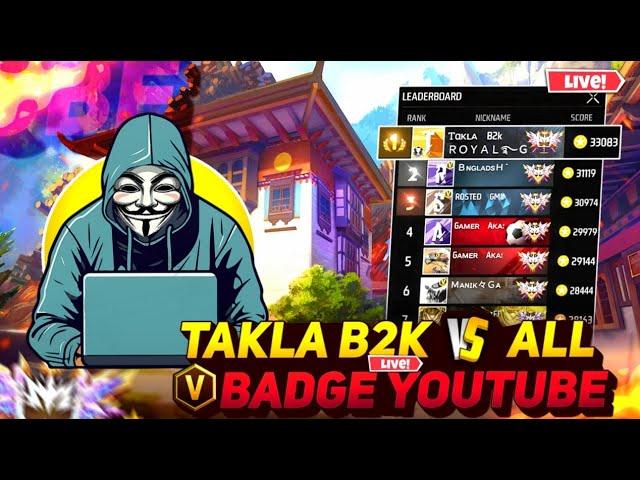 TAKLA B2K LIVE Stream - Grandmaster Super Hard Rank Push NEW PC PANEL #ff #freefire #panel #hack