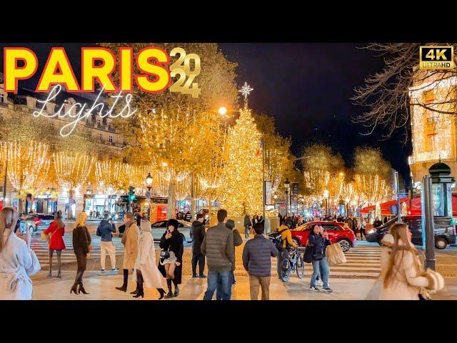 Paris, France  - 4K PARIS Christmas Lights 2024  Paris Walk  With Captions