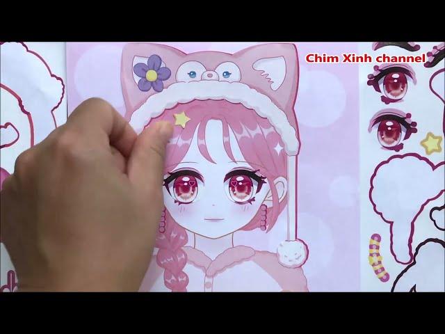 Sticker book, sticker doll, sticker make up (Chim Xinh channel)