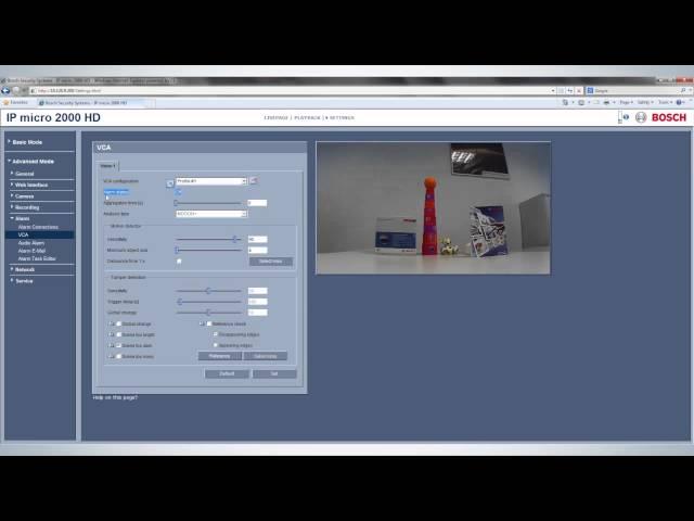 Bosch IP camera configuration -- Tamper alarm