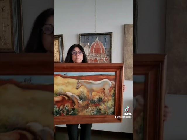 Cavalli al pascolo, omaggio alla pittura dell'ottocento creazione di Elisa Marianini