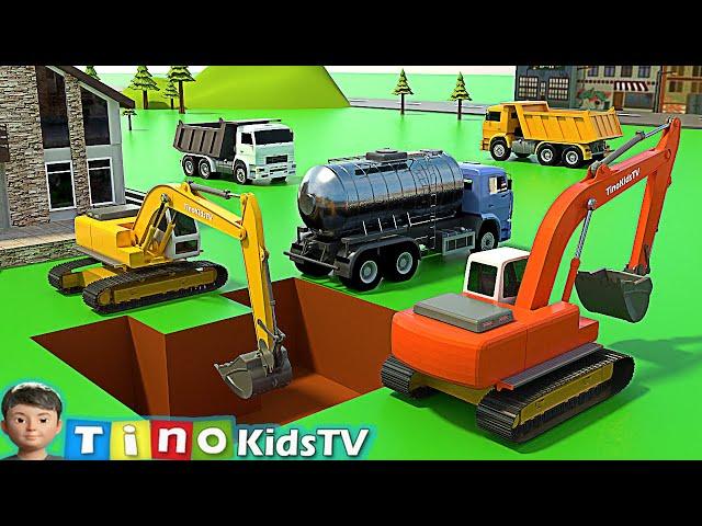 Excavator and Water Tank Truck for Kids | Swimming Pool Construction