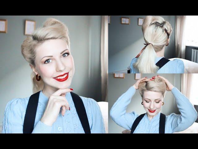 1950s Inspired Hairstyle Tutorial on Straight the Hair l Victory Rolls l Clasic Rockabilly Pinup