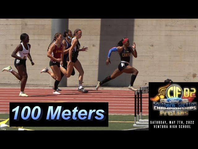 2022 TF - CIF-ss Prelims (D2) - 100 Meters (Girls, 5 Heats)