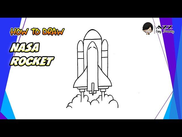 How to draw NASA Rocket step by step