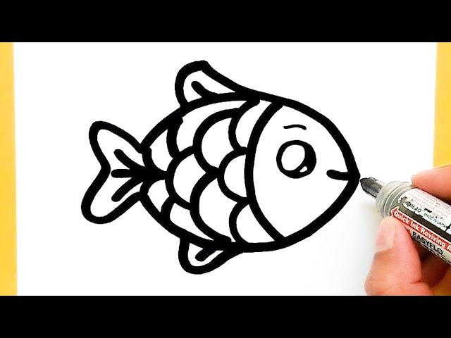 How to draw a Supper Cute Fish Supper Easy, Draw cute things