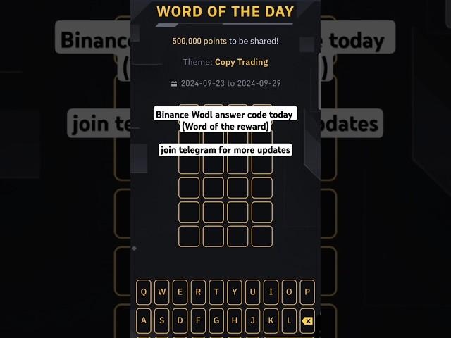 Binance Crypto WODL Answer Today | Word Of The Day | Theme Copy Trading 26 Sep 2024