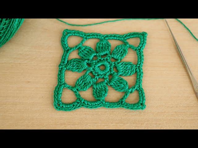 Вязание крючком ПРОСТОЙ КВАДРАТНЫЙ МОТИВ вязание для начинающих Crochet Square Motif