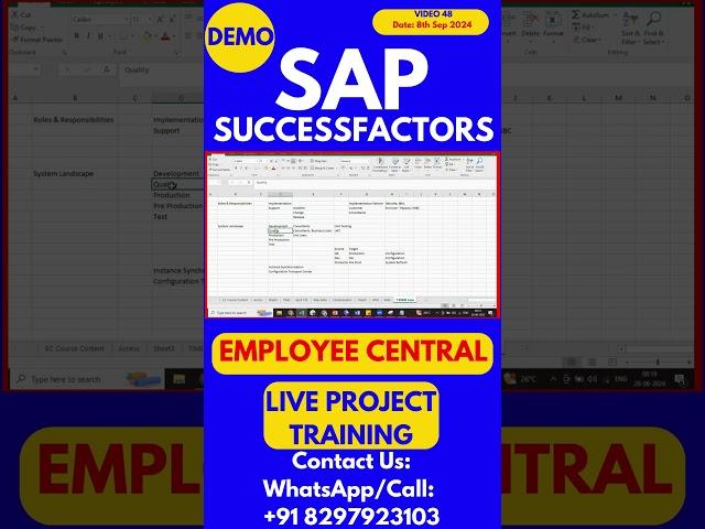 SAP SuccessFactors Employee Central Training Video 48: 8 Sep 2024 #sapsuccessfactorstraining