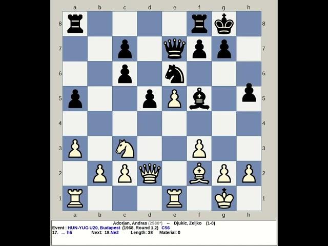 Adorjan, Andras vs Djukic, Zeljko | Hungary Yugoslavia U20 Chess 1968, Budapest