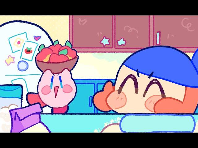 Kirby Animation! kirby and bandanna waddle dee make apple pie