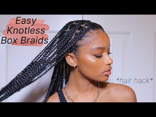 EASIEST KNOTLESS BOX BRAID TUTORIAL EVER | THICK HAIR HACK