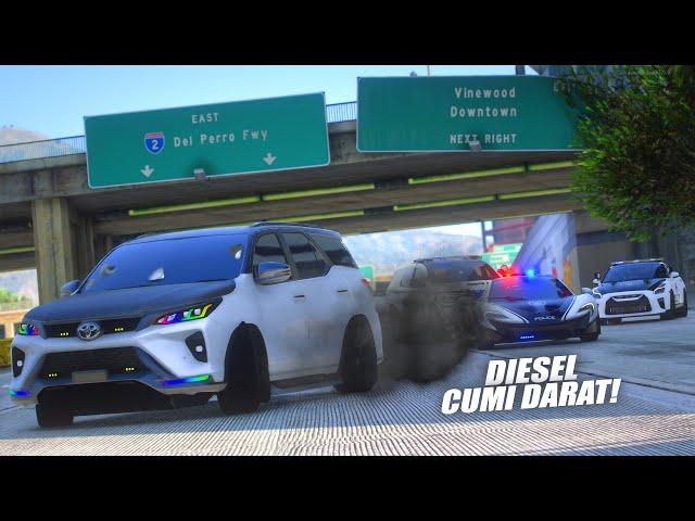 HOT PURSUIT - MOBIL DIESEL FORTUNER CUMI DARAT NGASEPIN POLISI SATU KOTA !! GTA 5 ROLEPLAY