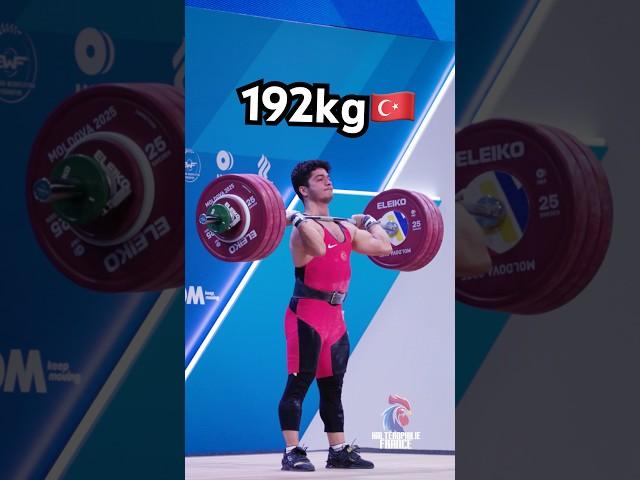 @ozbekmfurkan (-73kg)  192kg clean and jerk at European 2025 in Moldova  #weightlifting