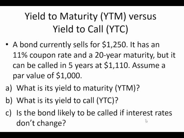 YTC vs YTM on annual bond