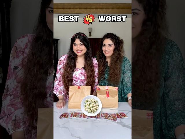 Best vs. Worst Rated White Sauce Pasta challenge! *GONE WRONG* #foodchallenge #thakursisters #shorts